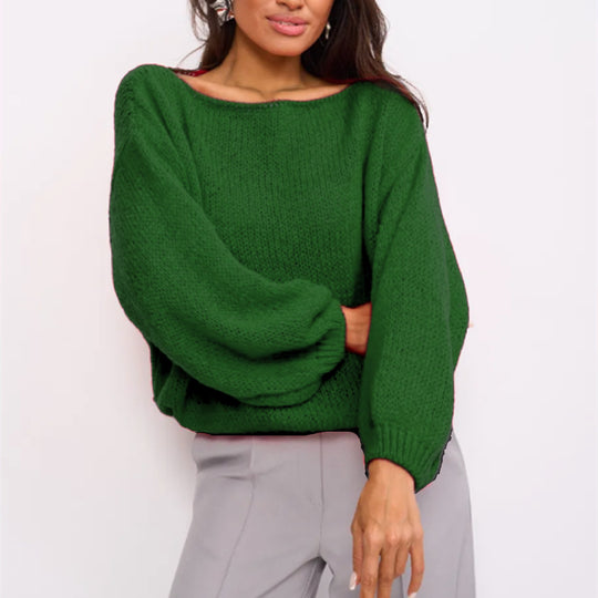 Damen Flauschiger Off-Shoulder Pullover mit überschnittenen Schultern R&B