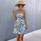 Damen Blümchen Kleid mit Spaghetti-Trägern R&B