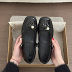 Damen Ballerinas mit eleganter Schnallenverzierung und hochwertiger Ledernarbung R&B