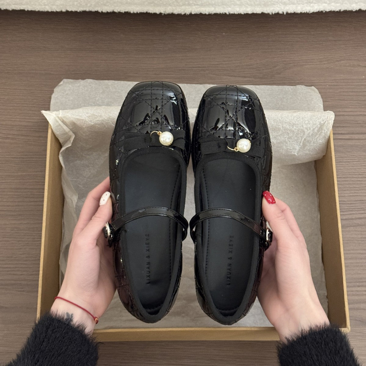 Damen Ballerinas mit eleganter Schnallenverzierung und hochwertiger Ledernarbung R&B