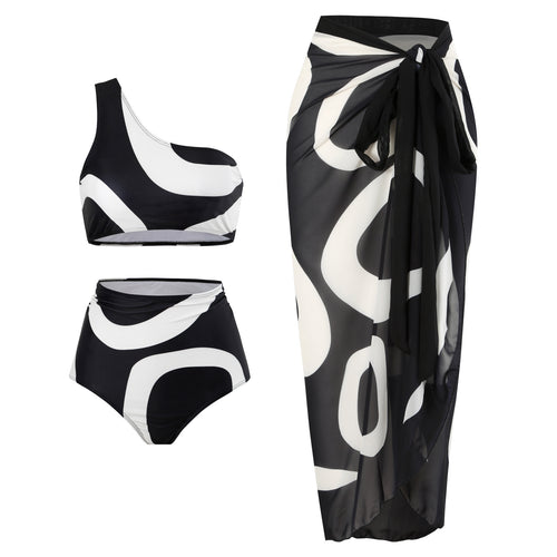 Damen Bikini-Set mit asymmetrischem Oberteil und elegantem Wickelrock R&B