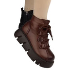Damen Trendige Schnürstiefeletten mit robuster Sohle und warmem Innenfutter R&B