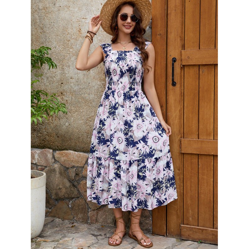 Damen Blumengemustertes gestuftes Maxikleid R&B