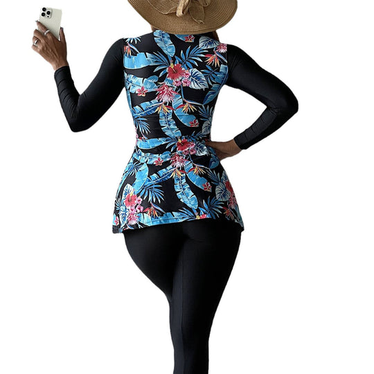 Damen Modischer UV-Schutz-Schwimmanzug mit floralem Muster R&B