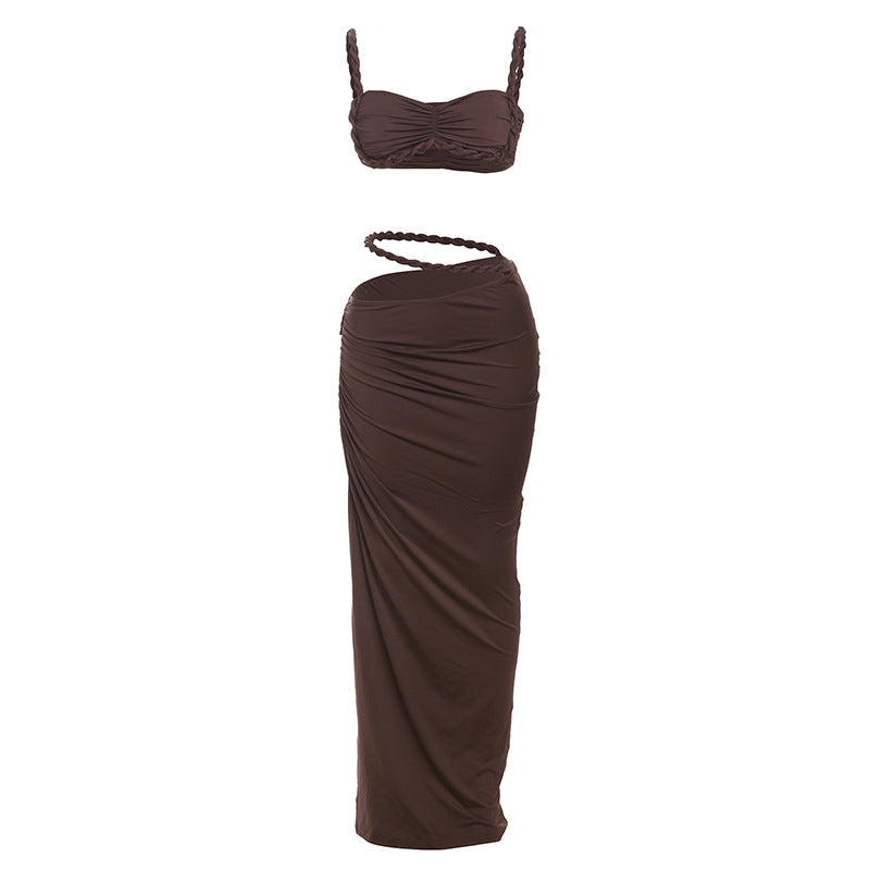 Damen Oberteil und Maxi Rock Set R&B