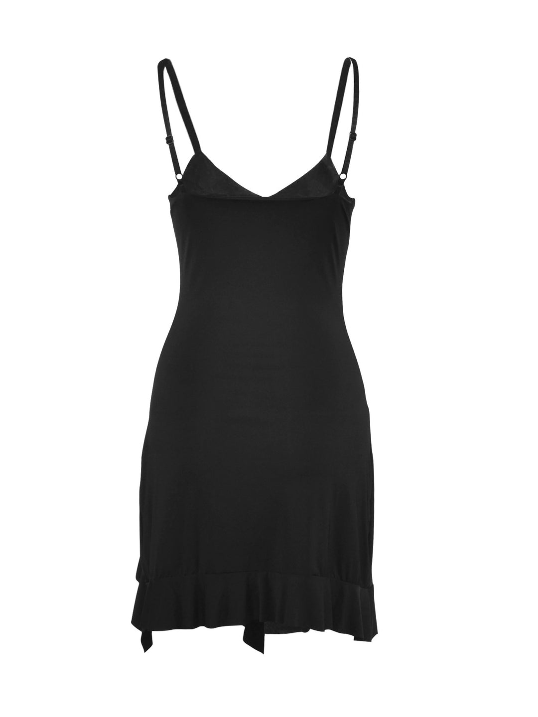 Damen Unterkleid mit verstellbaren Spaghettiträgern und Rüschenabschluss R&B