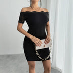 Damen Off-Shoulder Spitzenkleid mit figurbetonter Silhouette R&B