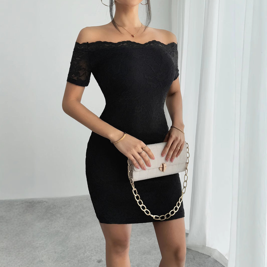 Damen Off-Shoulder Spitzenkleid mit figurbetonter Silhouette R&B