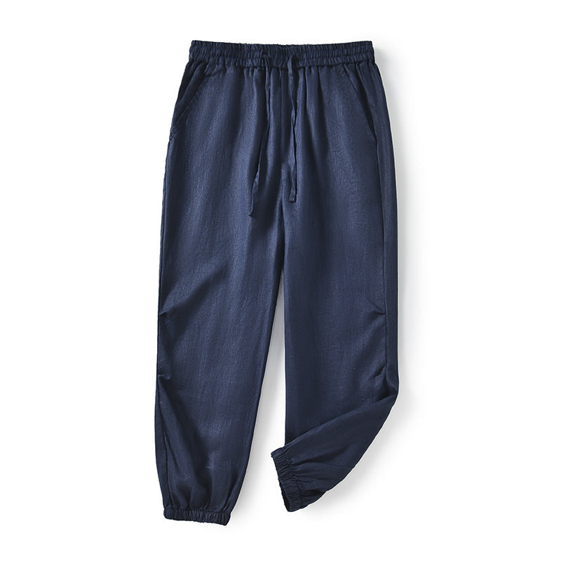 Damen lässige Leinenhose mit elastischem Bund und seitlichen Taschen R&B