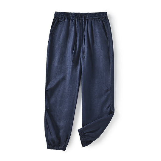 Damen lässige Leinenhose mit elastischem Bund und seitlichen Taschen R&B