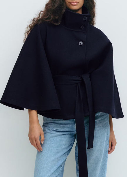 Damen Wickeljacke mit elegantem Stehkragen und weit geschnittenen Ärmeln R&B