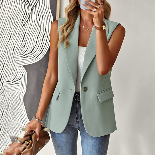Damen ärmelloses Blazer-Oberteil mit taillierter Silhouette R&B