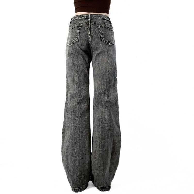 Damen Flared Jeans mit floralem Stickdesign R&B