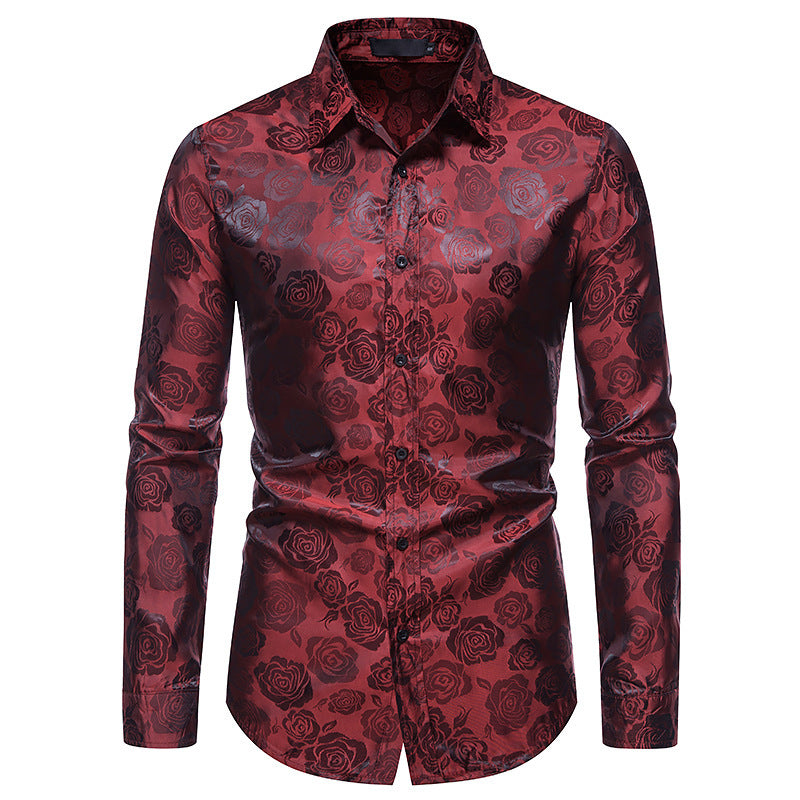 Herren Hemd mit floralen Prägungen und elegantem Glanz R&B