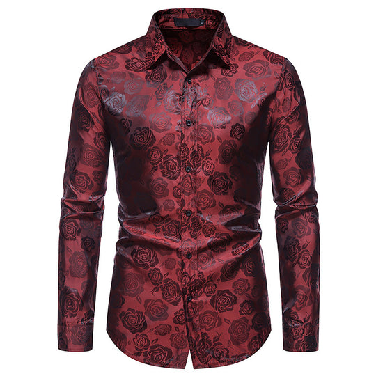 Herren Hemd mit floralen Prägungen und elegantem Glanz R&B
