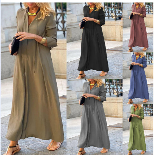 Damen Luftiges Maxikleid mit eleganter Knopfdetail R&B