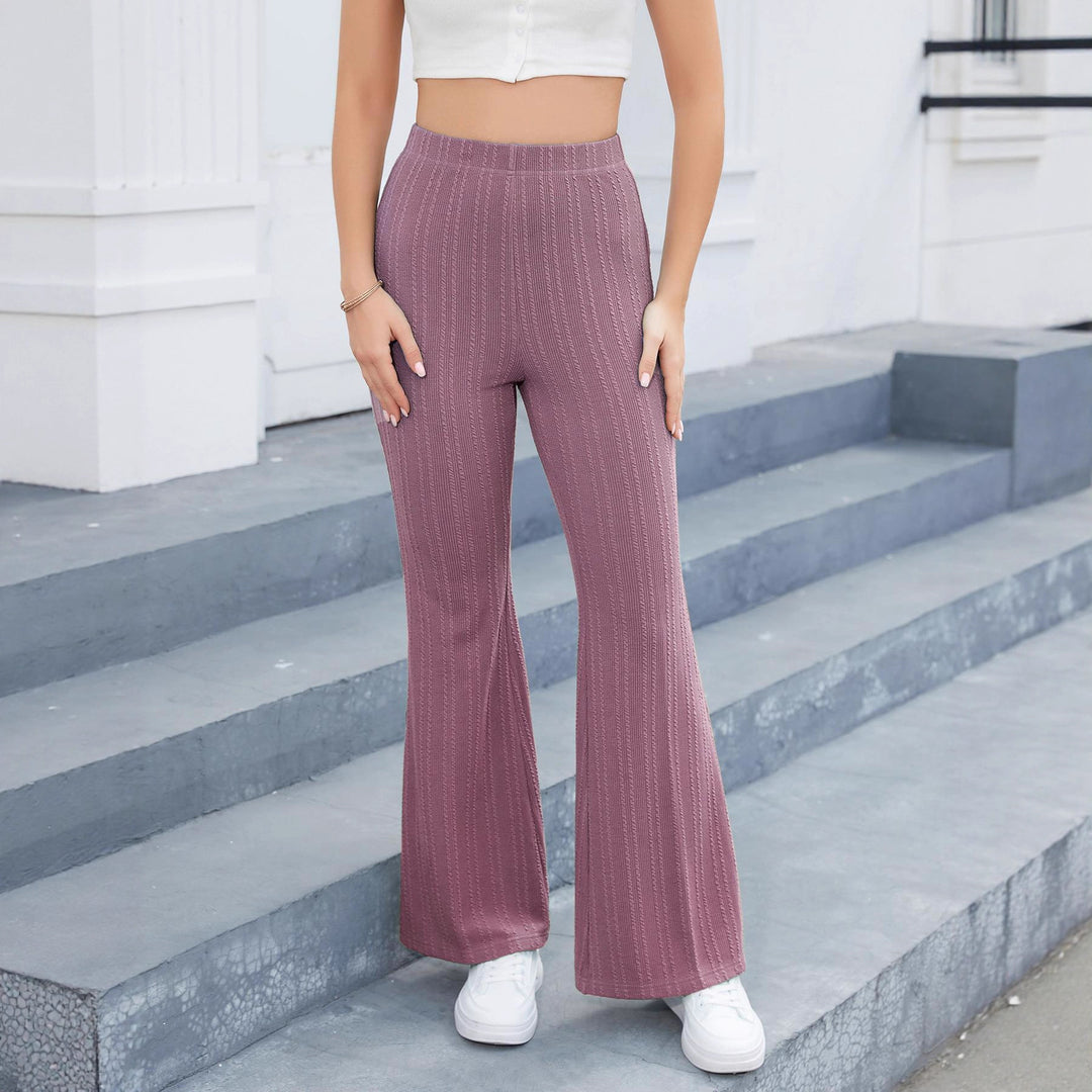 Damen Flared-Pants aus hochwertigem Strickmaterial mit elastischem Bund R&B