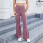 Damen Flared-Pants aus hochwertigem Strickmaterial mit elastischem Bund R&B