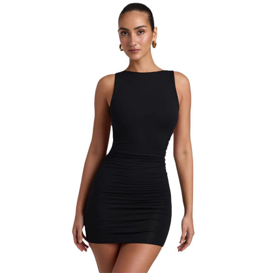 Damen figurbetontes Mikrokleid mit breiten Trägern und Komfortstretch R&B