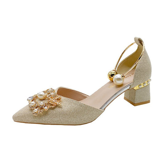 Damen elegante Slingback-Pumps mit luxuriösem Perlenschmuck R&B