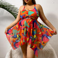 Damen Bikiniset mit fließendem Wickeldesign und modischem Mustermix R&B