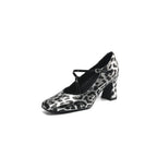 Damen Mary Jane Pumps mit elegantem Tiermuster und bequemem Blockabsatz
