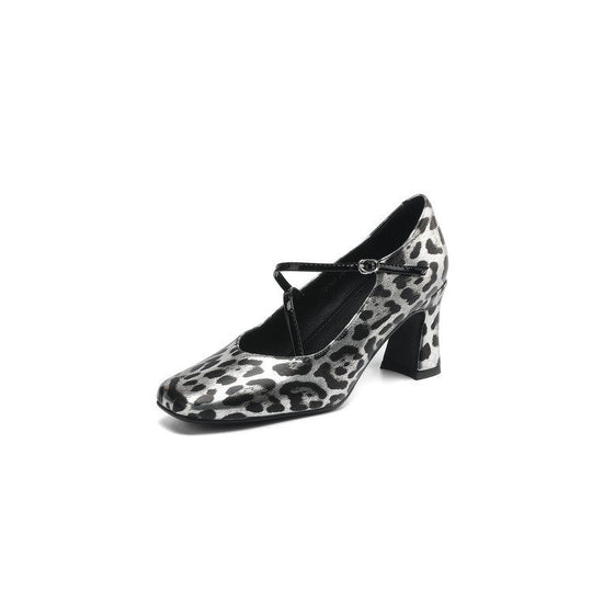 Damen Mary Jane Pumps mit elegantem Tiermuster und bequemem Blockabsatz R&B