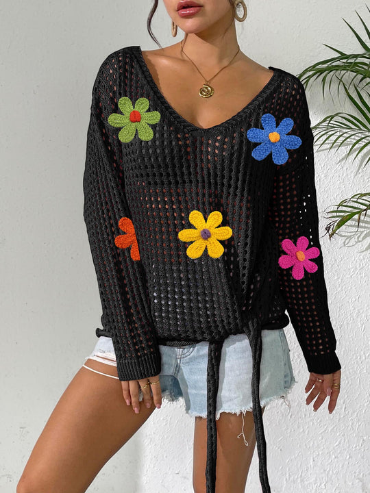 Damen Häkeloberteil mit Blumenapplikationen R&B