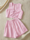 Damen Lounge-Wear Set mit Raffung und Rückenschnürung