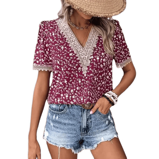 Damen Floral Bestickte Freizeitbluse R&B