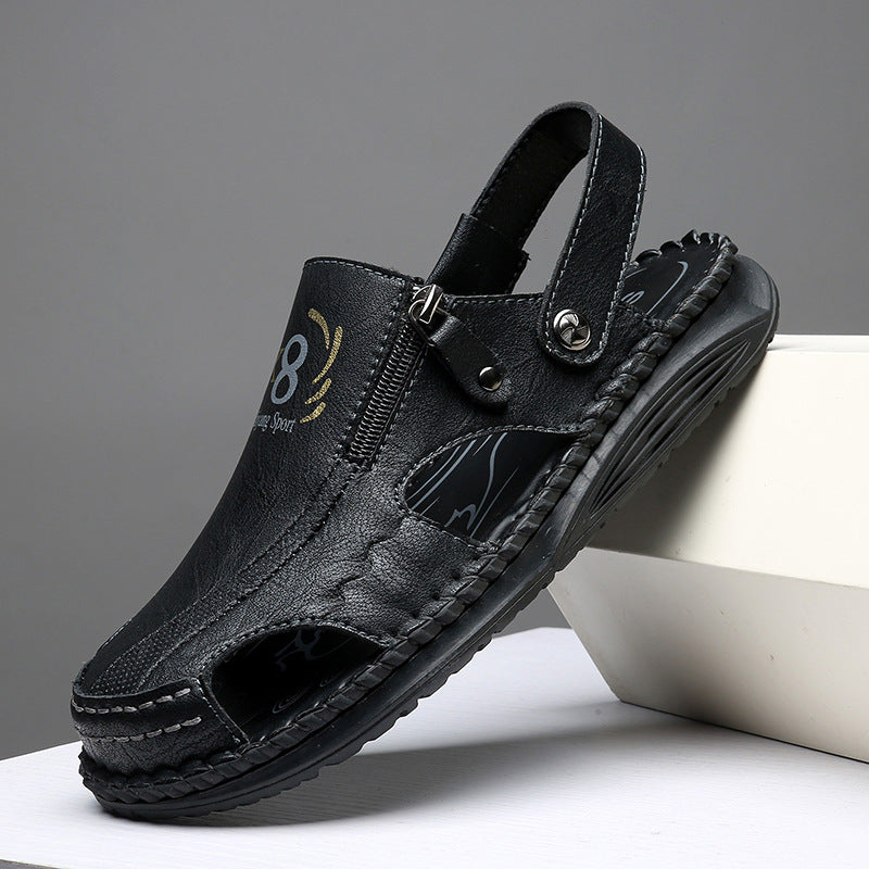 Herren orthopädische Leder-Sandalen mit verstellbarem Riemensystem R&B