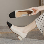 Damen Ballerinas mit elegantem Kontrast und komfortablem Blockabsatz R&B