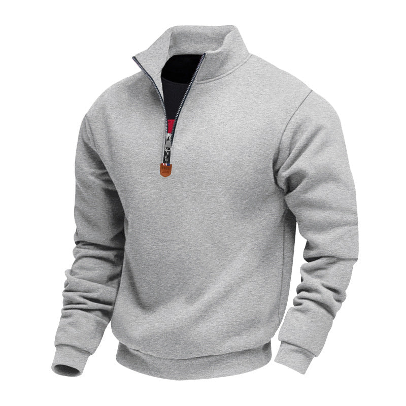 Herren sportlicher Pullover mit halbem Reißverschluss und modischem Stehkragen R&B