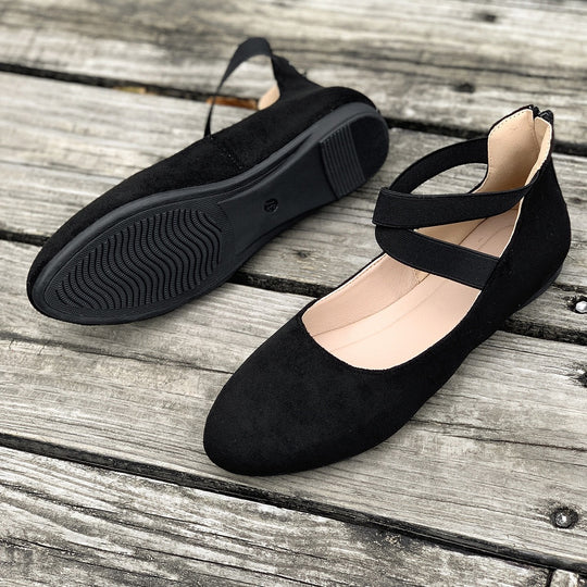 Damen Ballerinas mit elastischen Kreuzgurten R&B