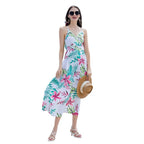 Damen Strandlaid mit floralem Design und tiefem V-Ausschnitt R&B