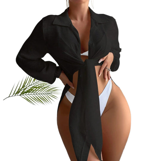 Damen Lässige Strandbluse mit leichten Stoff und Knopfdetails R&B
