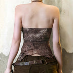 Damen Bandeau-Oberteil mit floralen Akzenten und dekorativem Halter R&B