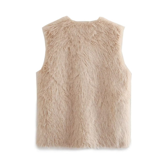 Damen Flauschige Weste mit raffinierten Schnallen R&B