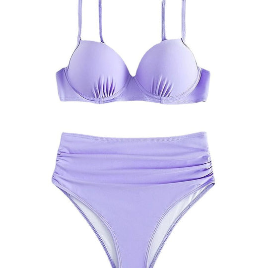 Damen Hochtaillierter Bikini mit gepolstertem Oberteil und verstellbaren Trägern R&B