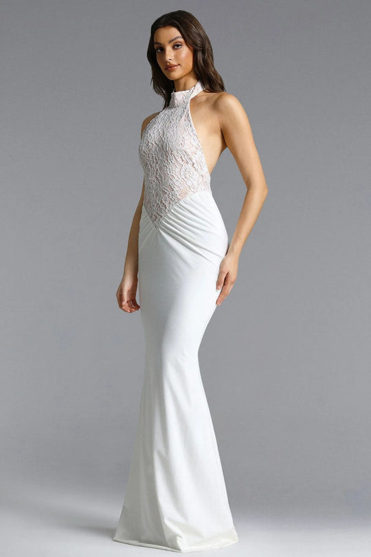 Damen Elegantes Bodenkonturen-Abendkleid mit Spitzenoberteil R&B