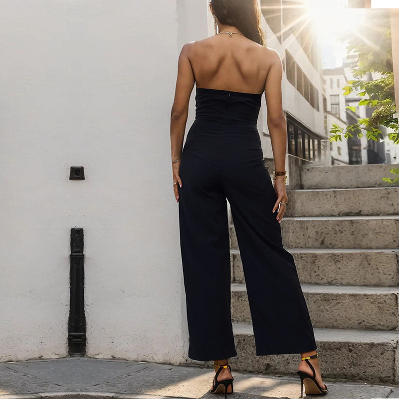 Damen Eleganter Jumpsuit im taillierten Design mit schulterfreiem Schnitt R&B