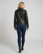 Damen Lederjacke mit asymmetrischem Reißverschluss