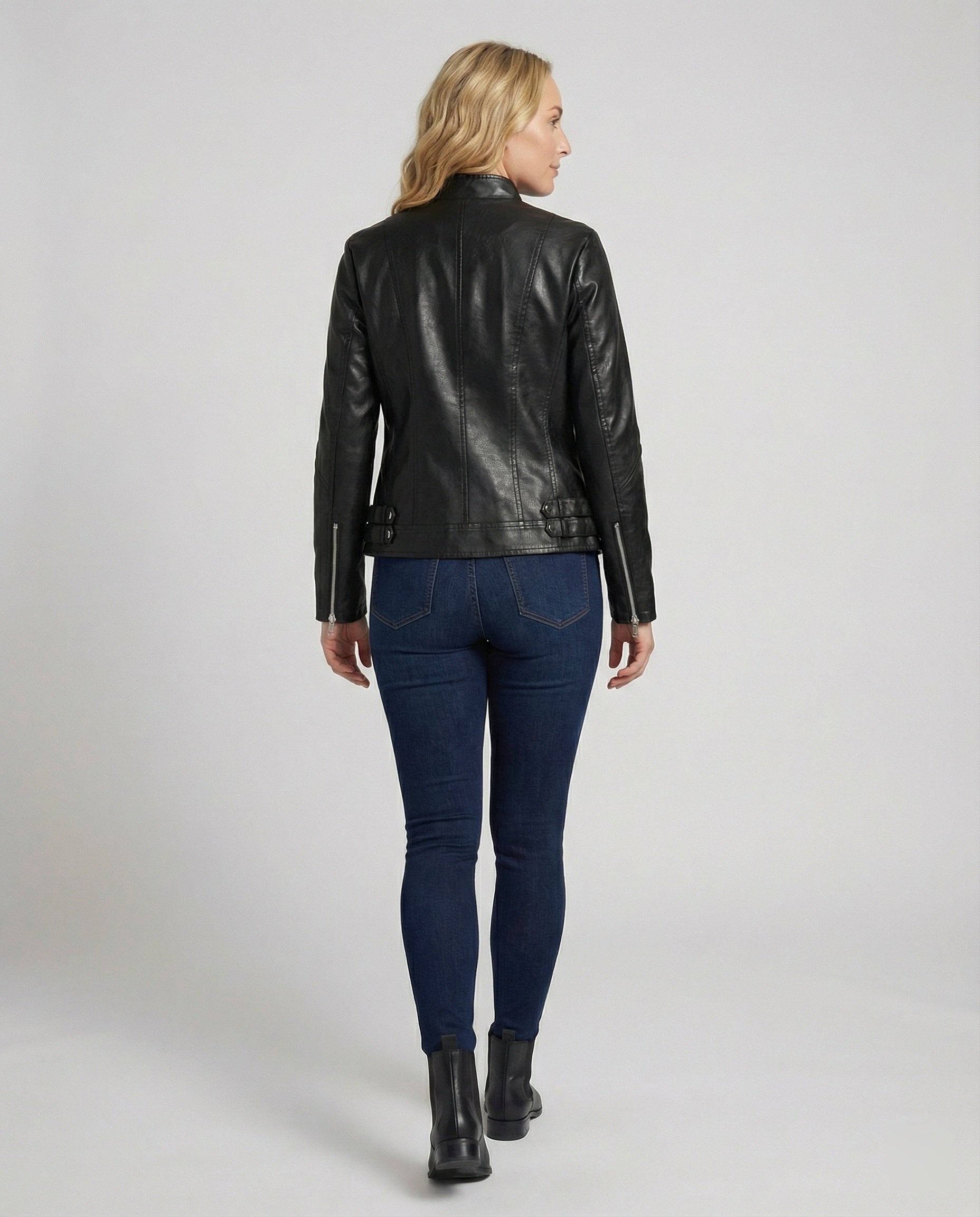 Damen Lederjacke mit asymmetrischem Reißverschluss