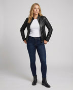 Damen Lederjacke mit asymmetrischem Reißverschluss