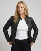Damen Lederjacke mit asymmetrischem Reißverschluss