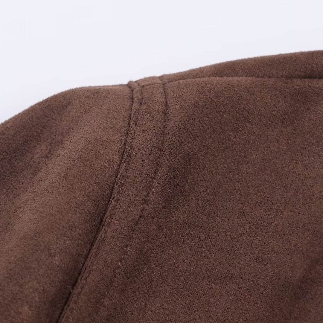 Damen elegante Suede Blazerjacke mit Taillengürtel R&B