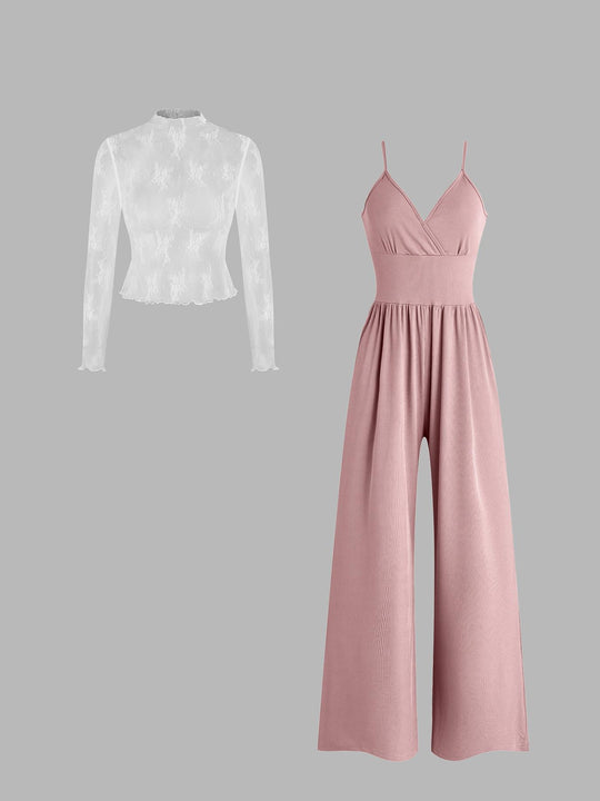 Damen elegantes und figurbetontes Jumpsuit-Set R&B