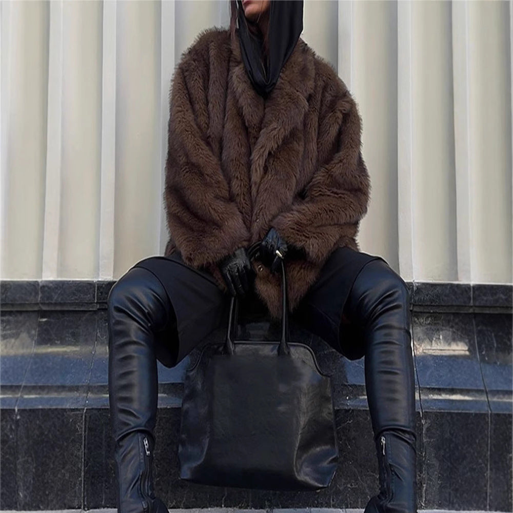 Damen Kunstfelljacke im oversized Design mit lässigem Schnitt R&B