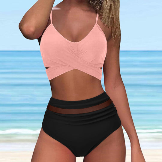 Damen High-Waist Bikini Set mit modischem Wickel-Oberteil R&B