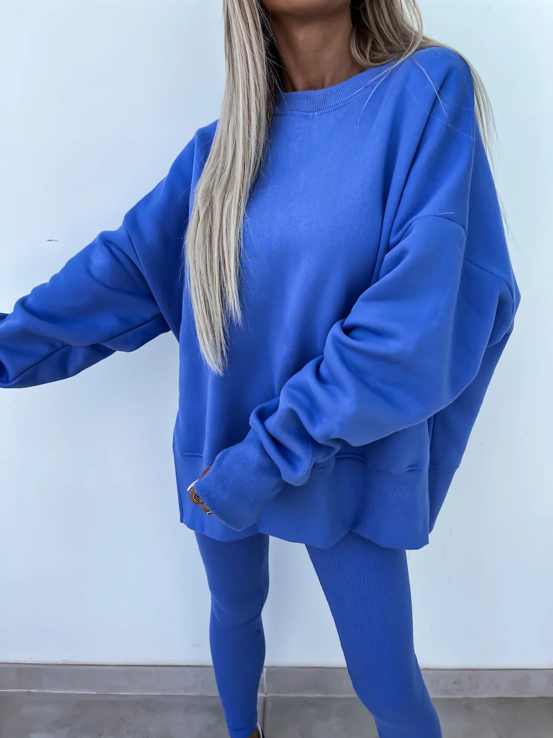 Damen Sportlicher Freizeitanzug mit oversized Sweatshirt und enganliegenden Leggings R&B